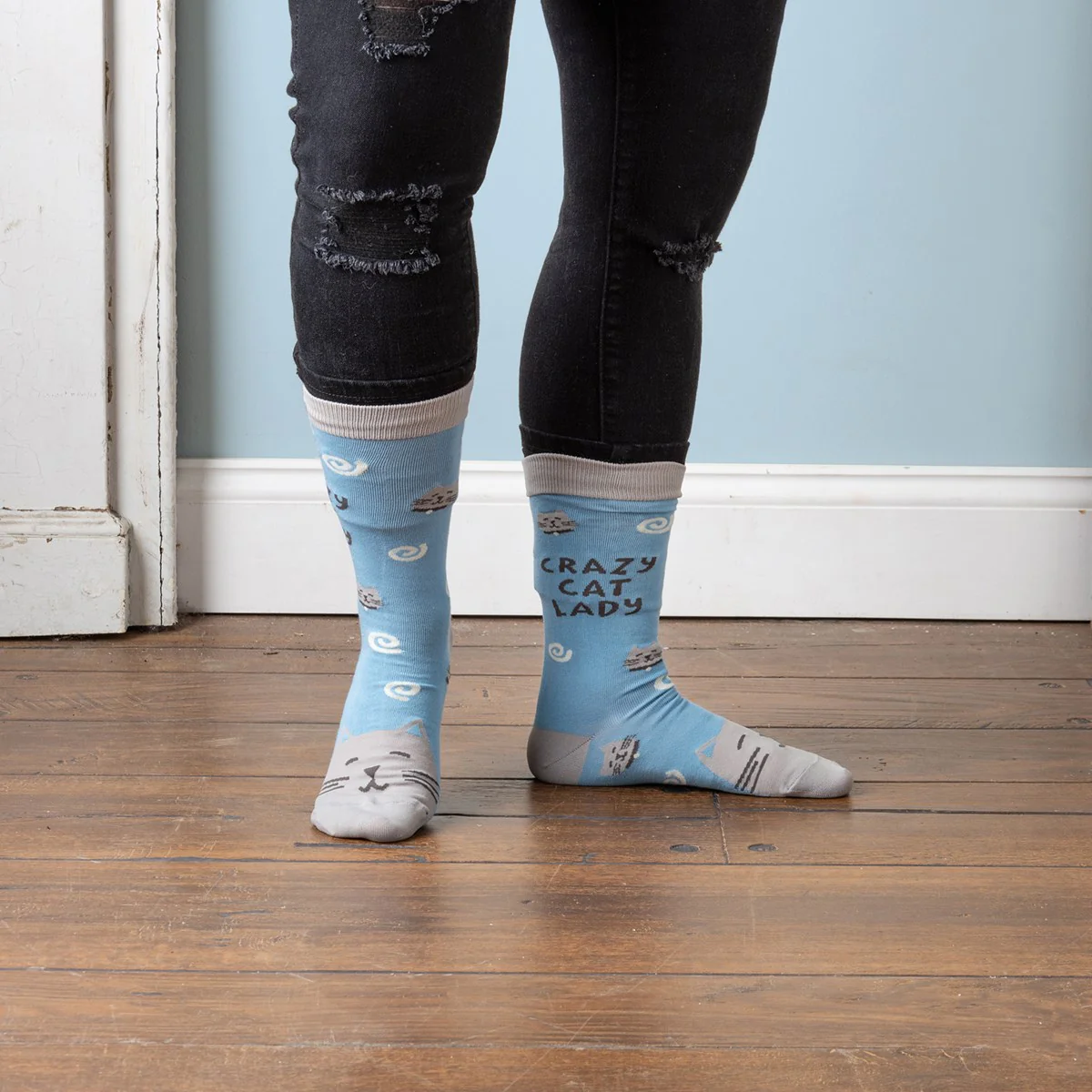 ๐ Crazy Cat Lady Swirls Unisex Fun Socks - Image 5