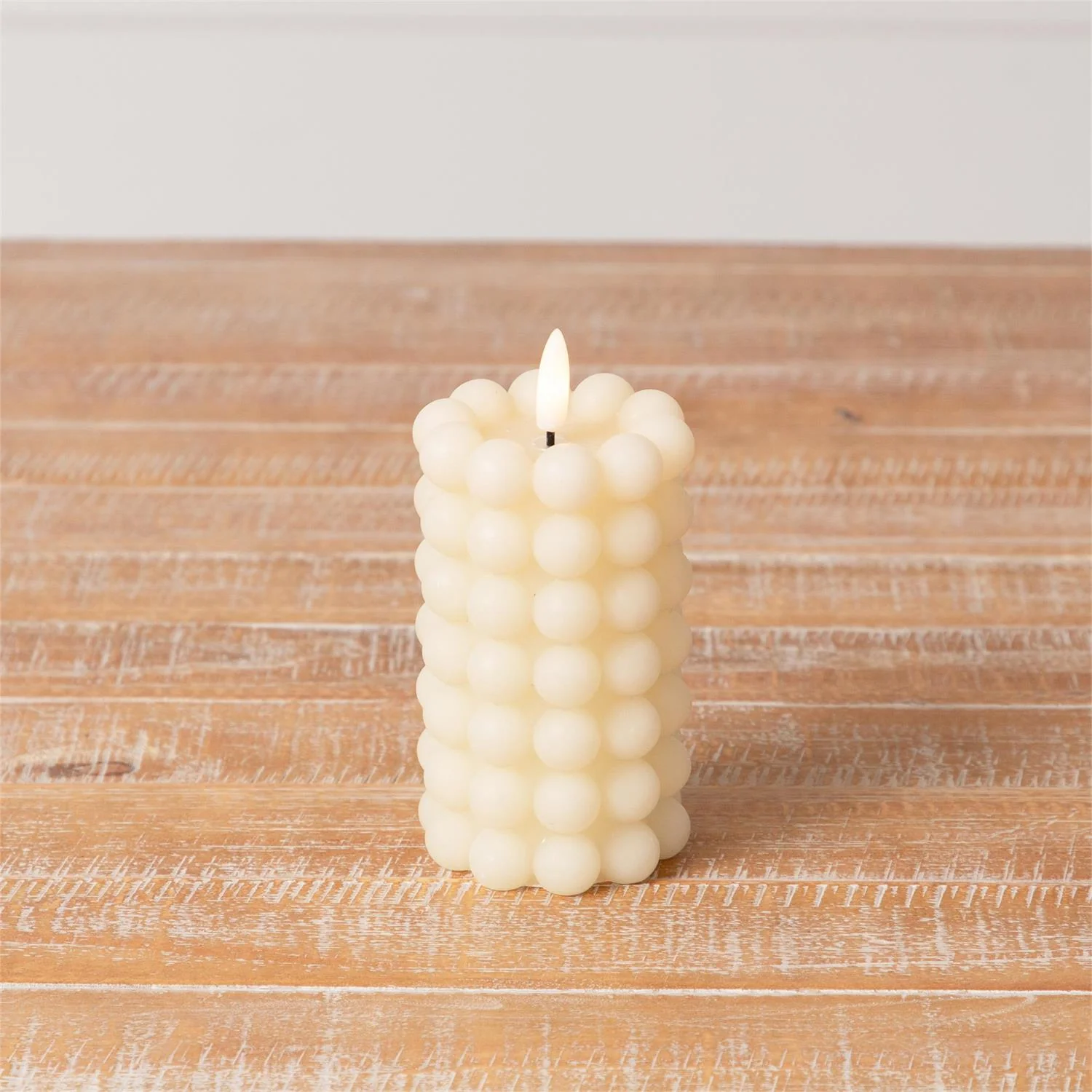 Cream Bubble Design 6" LED Pillar Candle