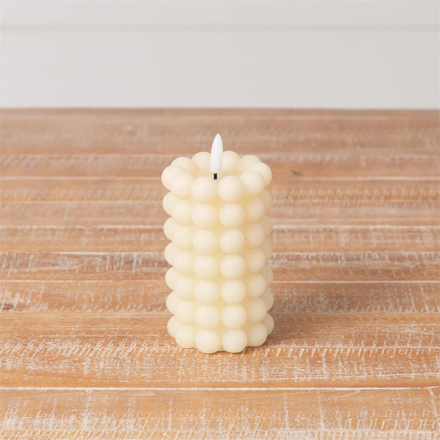 Cream Bubble Design 6" LED Pillar Candle - Image 3