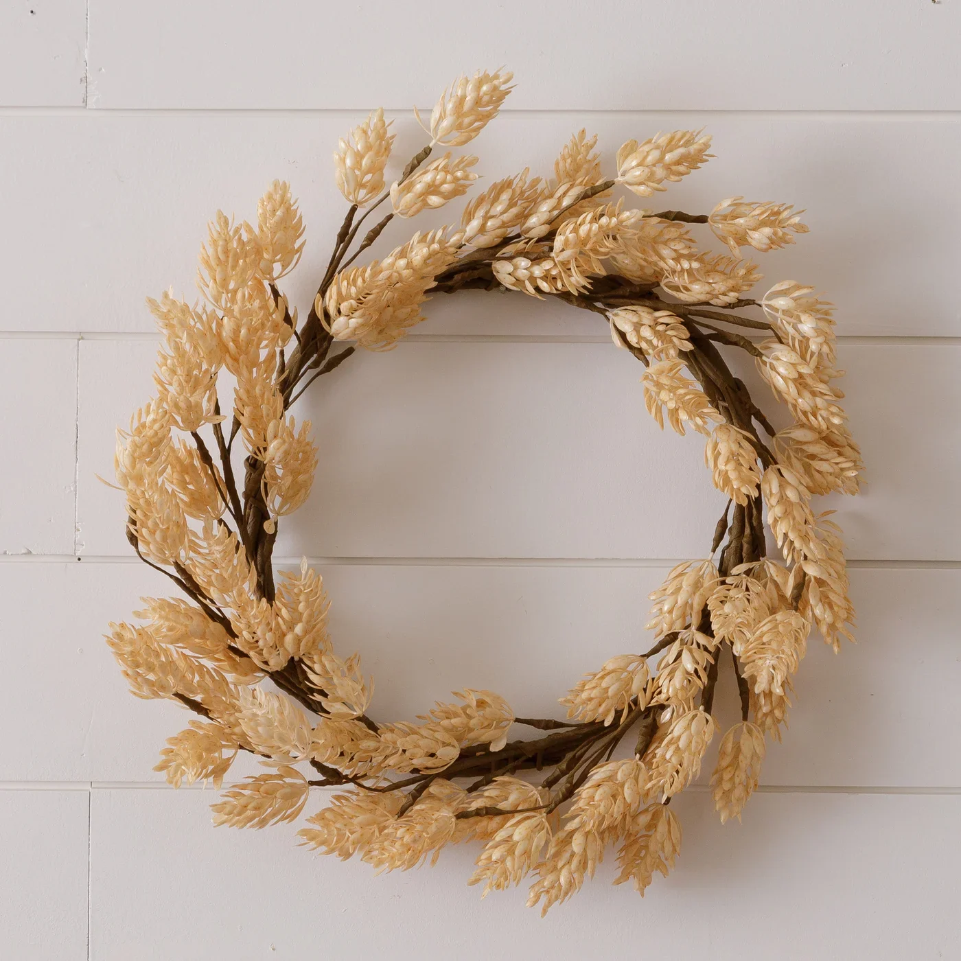 Cream Colored Hops 16" Faux Foliage Wreath