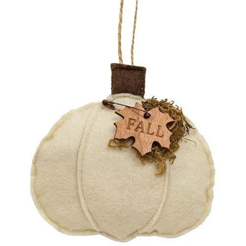๐ Cream Fall Pumpkin Felt Ornament - Image 2