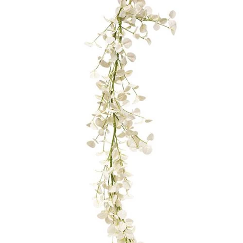 Cream Foamy Silver Dollar 5 ft Faux Garland - Image 2