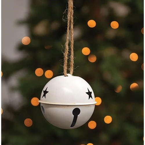 Cream Jingle Bell 3.5" with Jute Rope Hanger