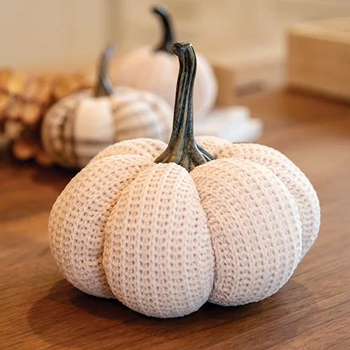 Cream Knit Pumpkin 6" Decorative Fall Decor