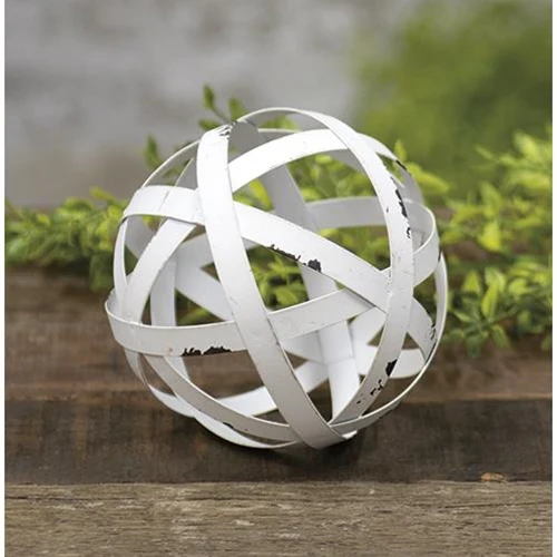 💙 Cream Metal Band 4" Sphere Decorative Ball