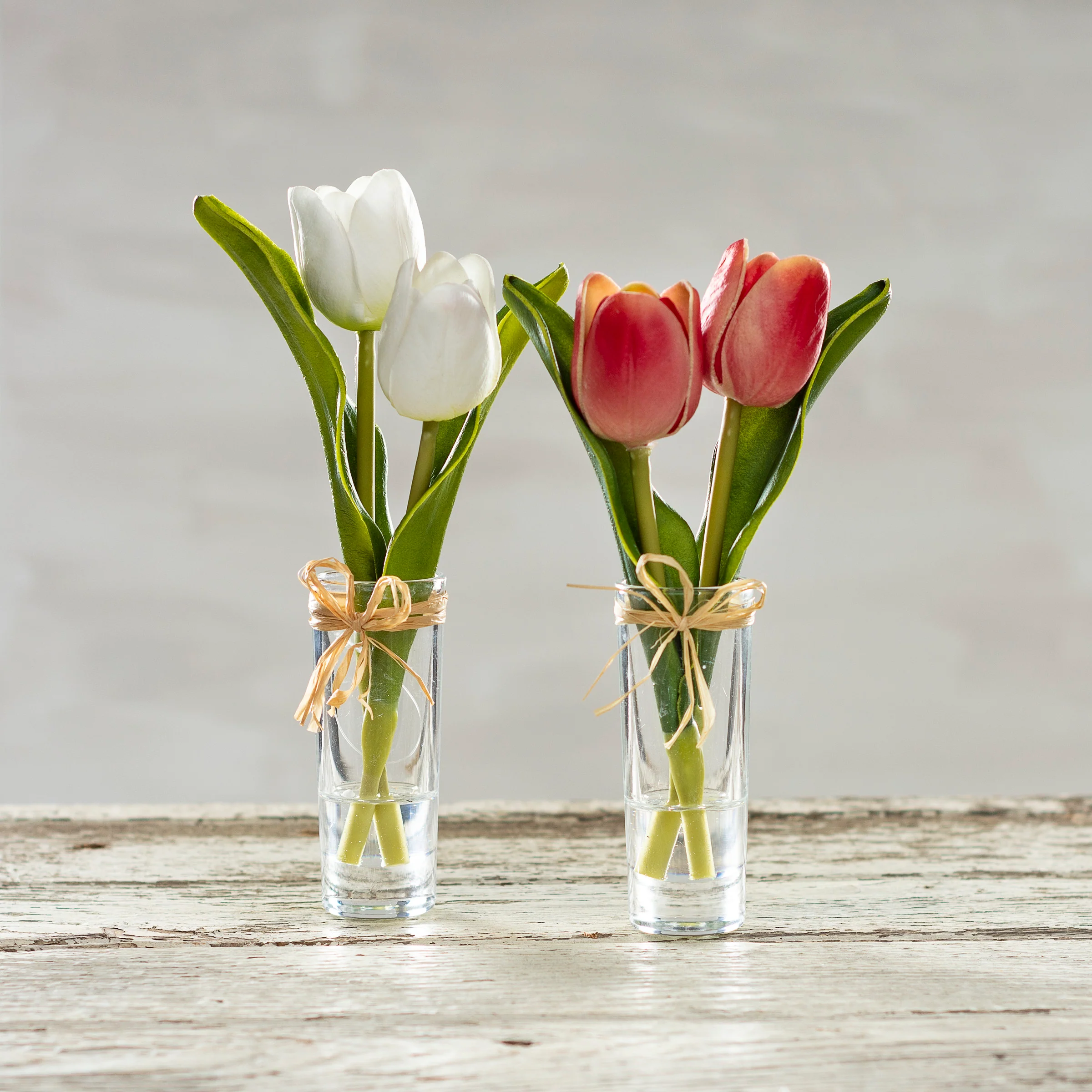 Cream Mini Tulip 8.5" H Faux Florals In Vase - Image 2