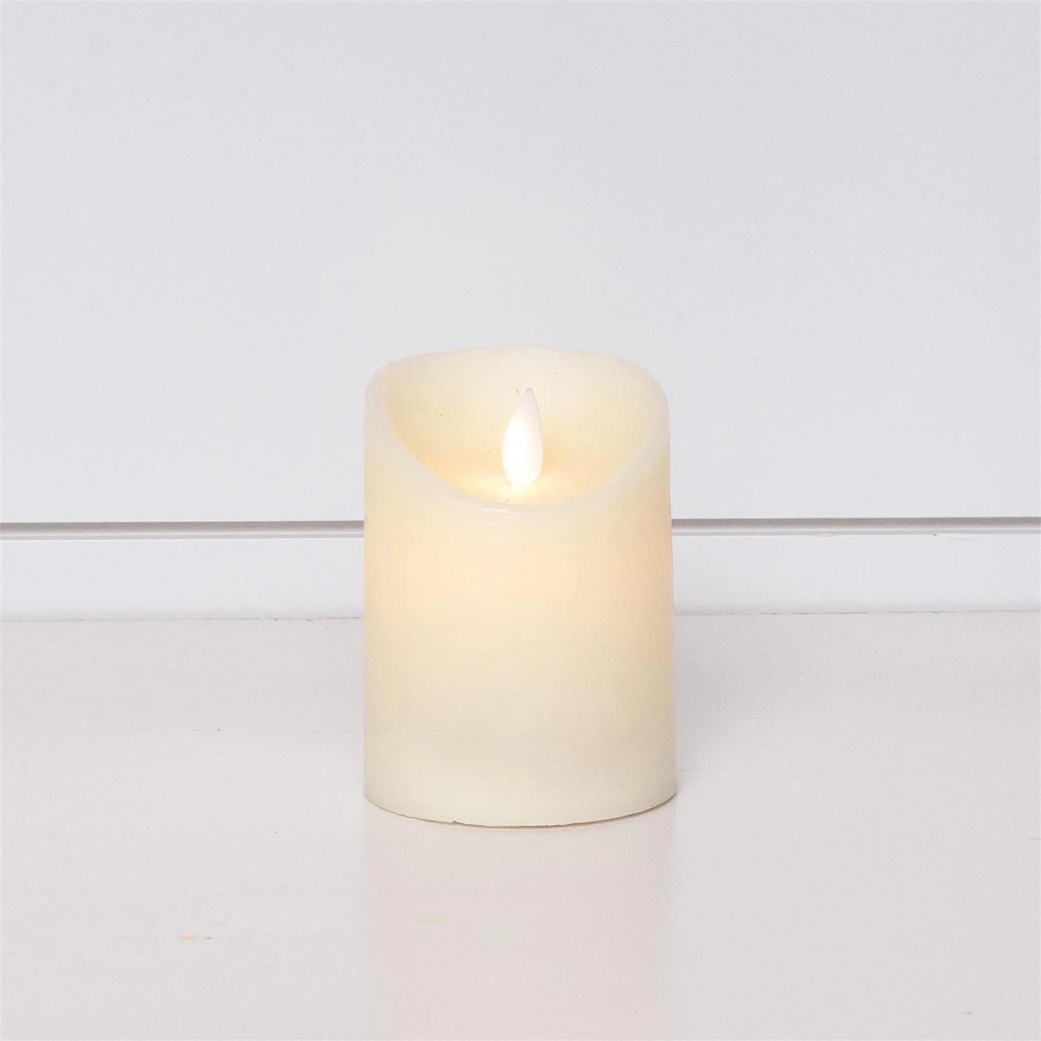 Cream Pillar Candle 4" H Flickering Light