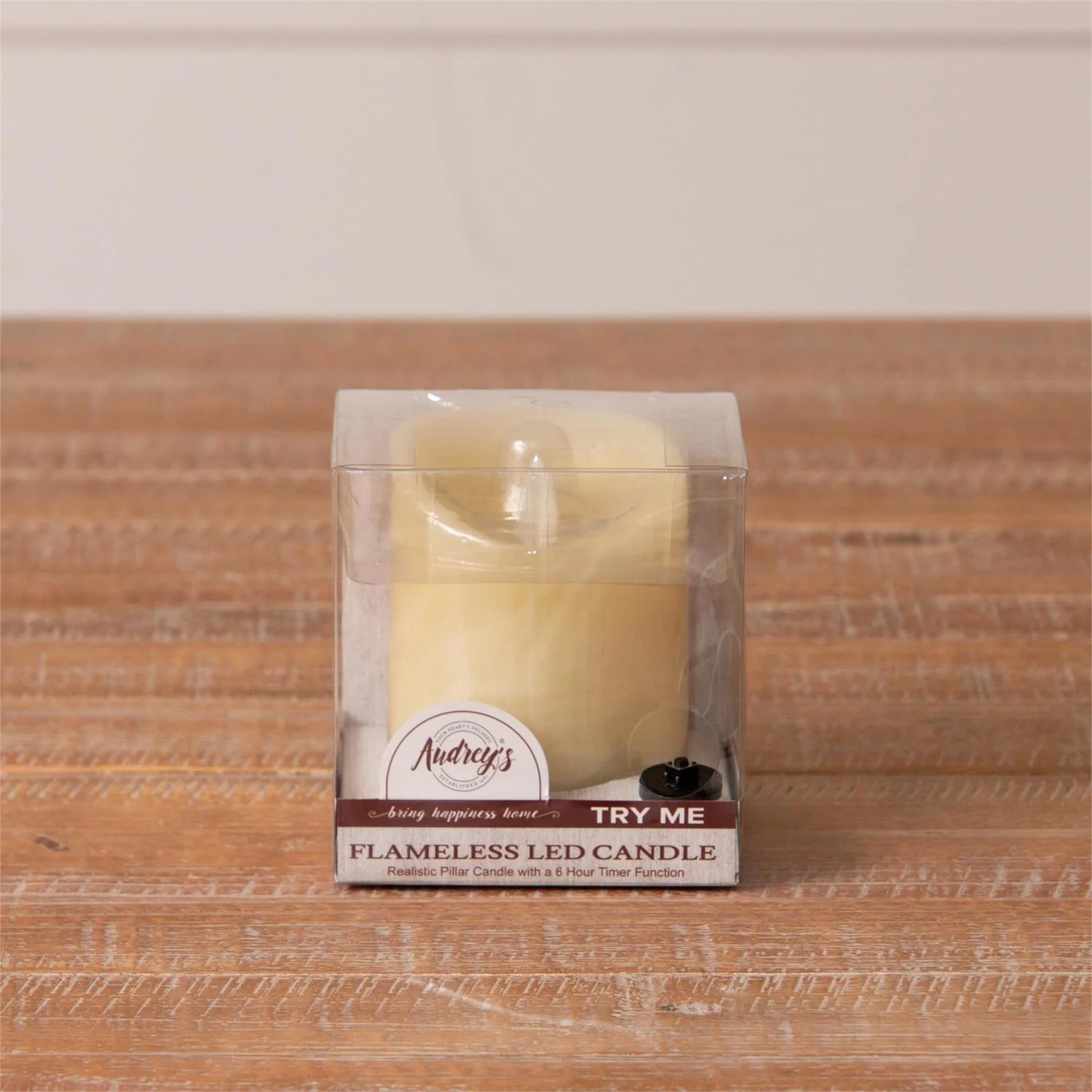 Cream Pillar Candle 4" H Flickering Light - Image 2