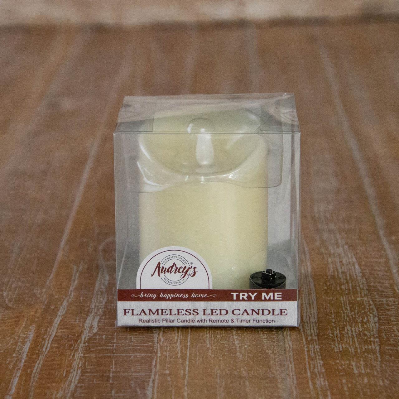Cream Pillar Candle 4" H Flickering Light - Image 3