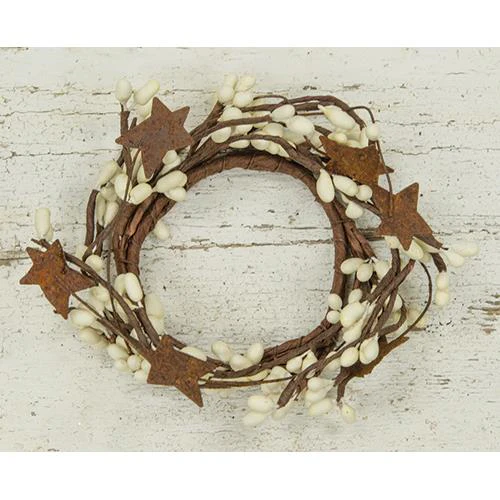 ๐ Cream Pip Berry with Rusty Stars 6" Ring