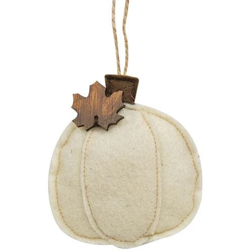 ๐ Cream Pumpkin Felt Ornament