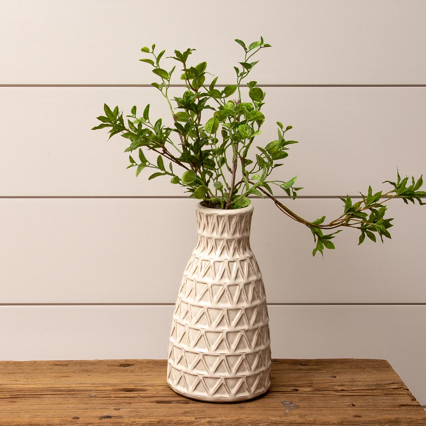 Cream Reactive Glaze 11" H Vase,