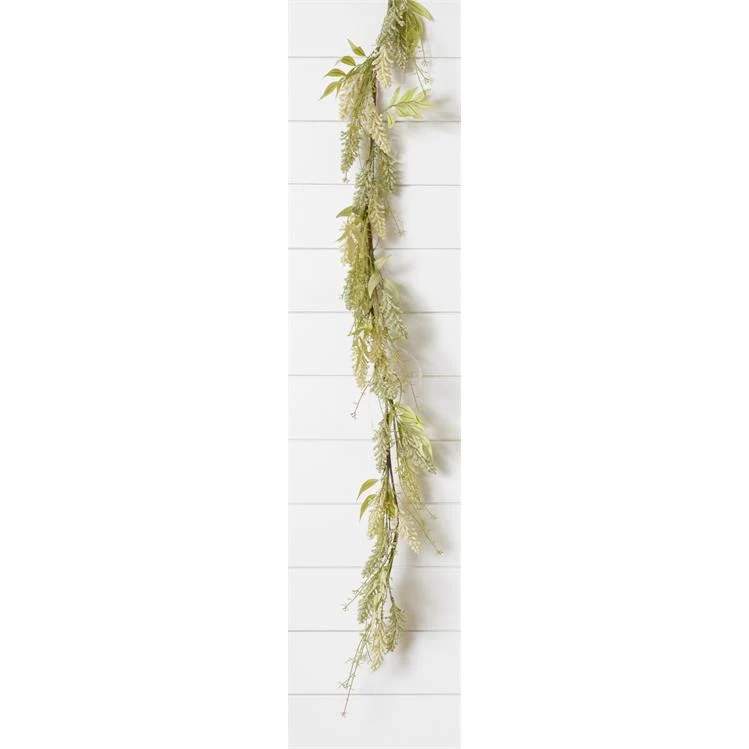 Cream & Sage Spikes 58" Faux Foliage Garland