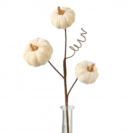 Cream Velvet Pumpkin 16" Pick