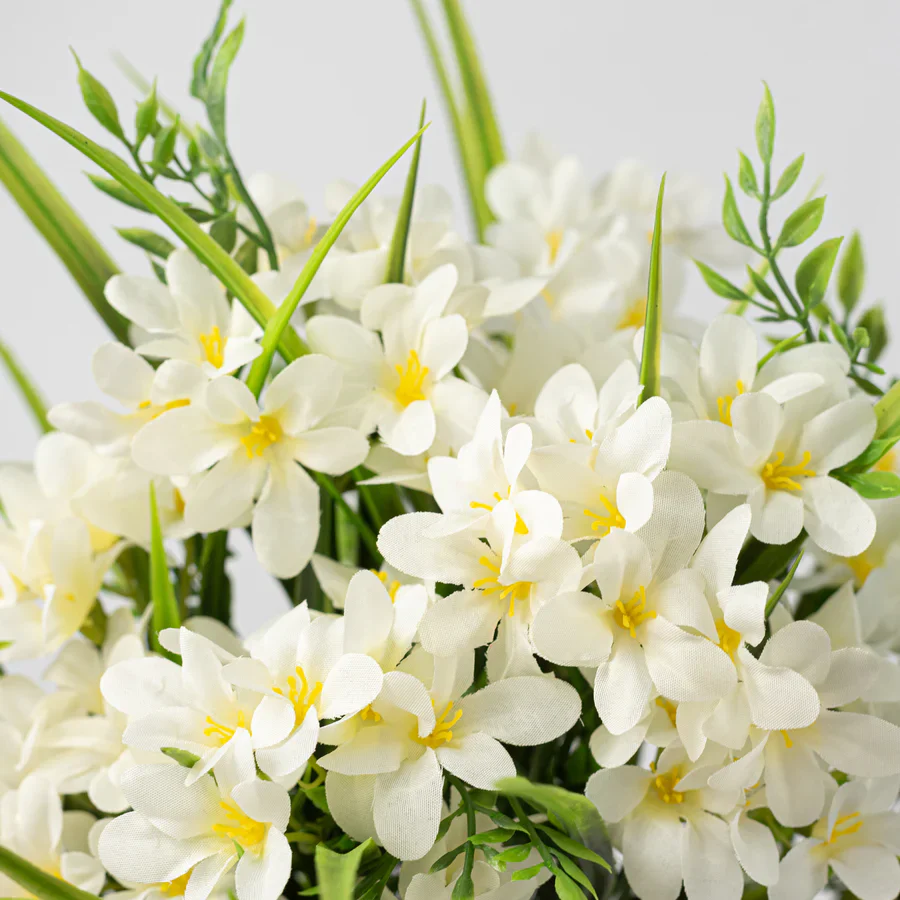 Cream Wildflowers & Leaves 17" Faux Floral Bush - Image 2