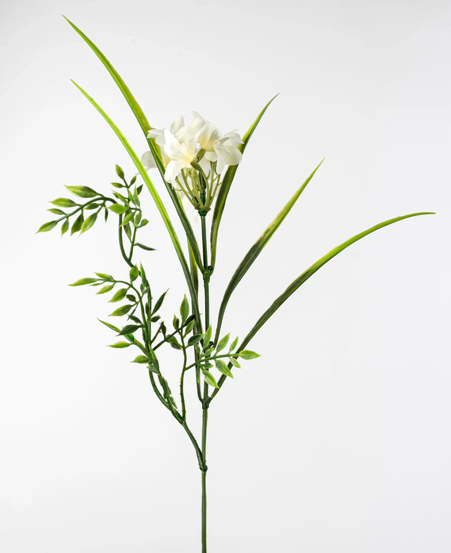 Cream Wildflowers & Leaves 17" Faux Floral Bush - Image 4