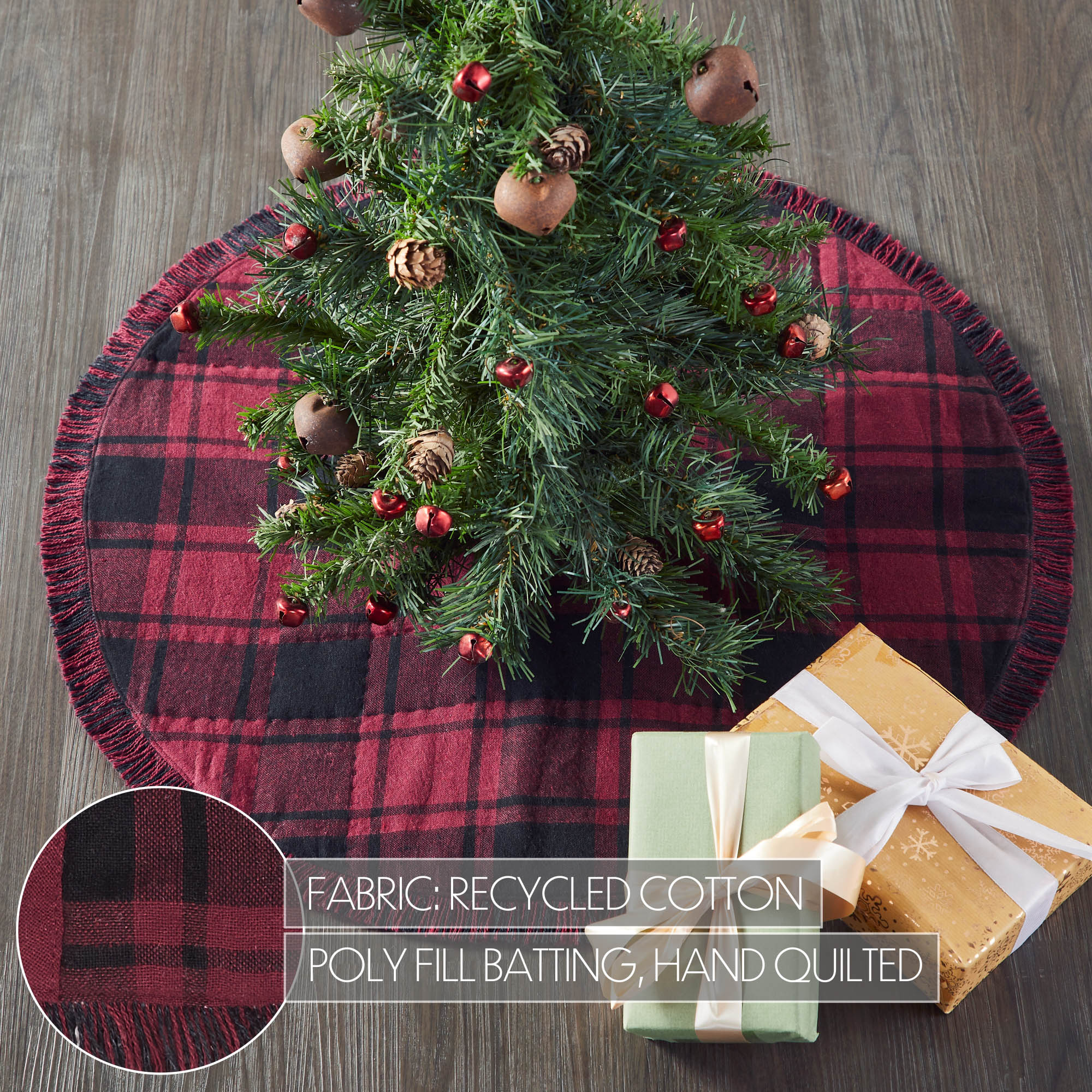 Cumberland Red Black Plaid 24" Christmas Tree Skirt - Image 5