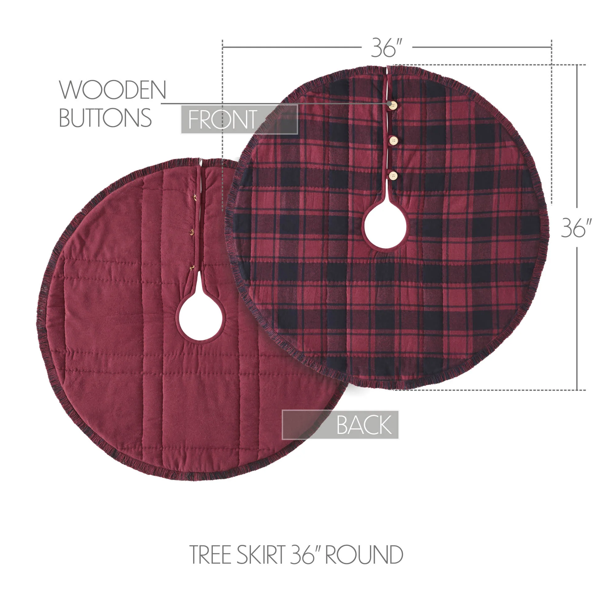 Cumberland Red Black Plaid 36" Christmas Tree Skirt - Image 4