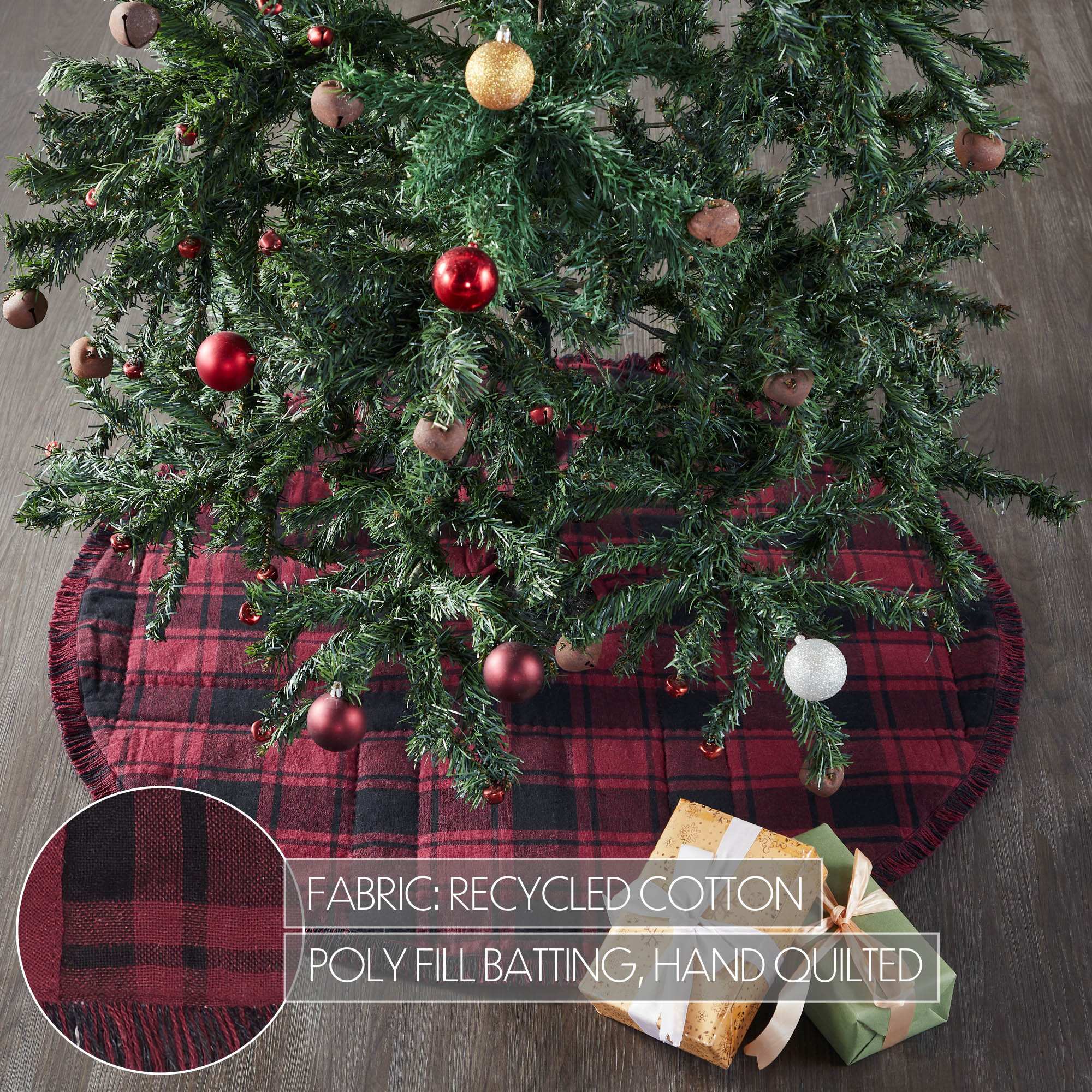 Cumberland Red Black Plaid 36" Christmas Tree Skirt - Image 5