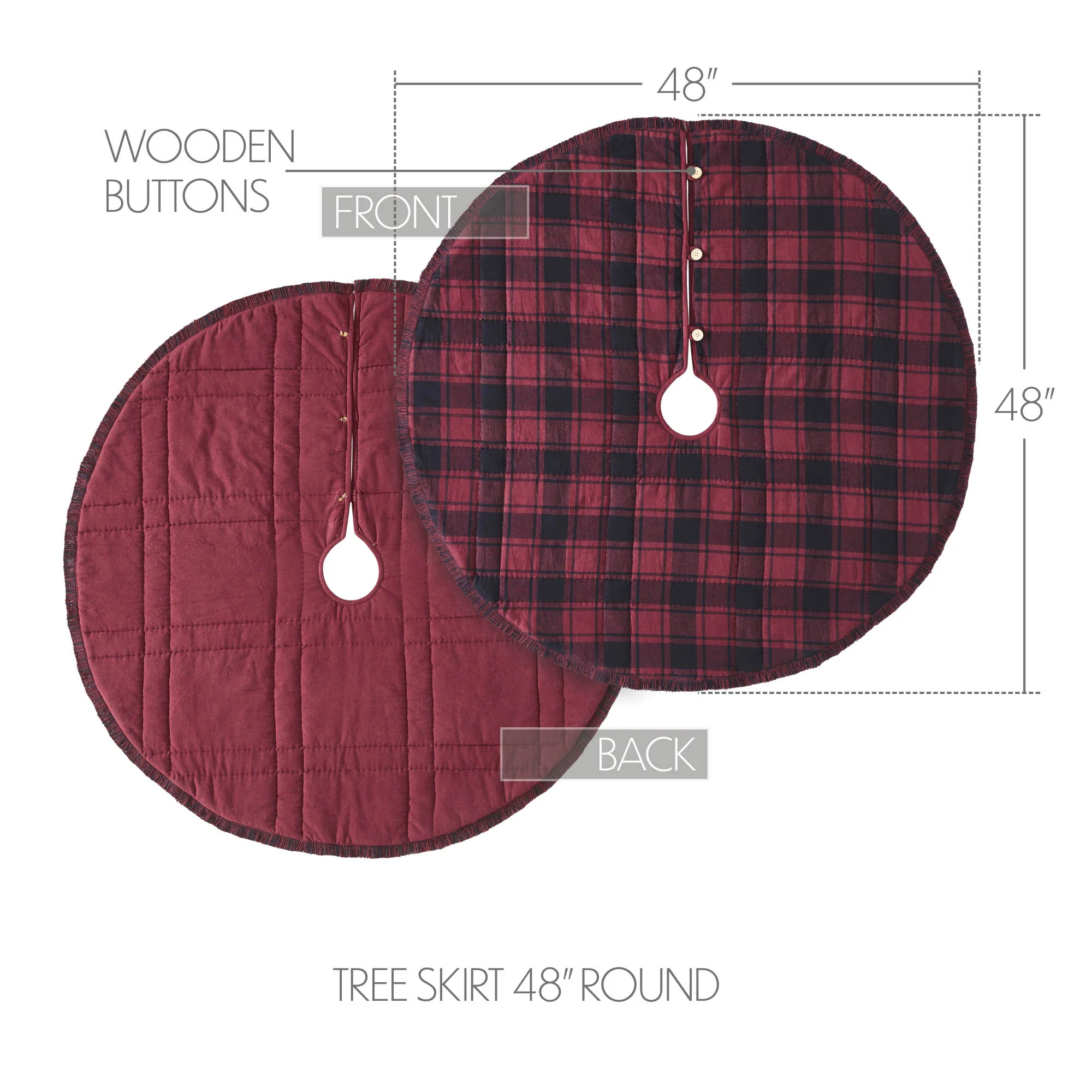Cumberland Red Black Plaid 48" Christms Tree Skirt - Image 4