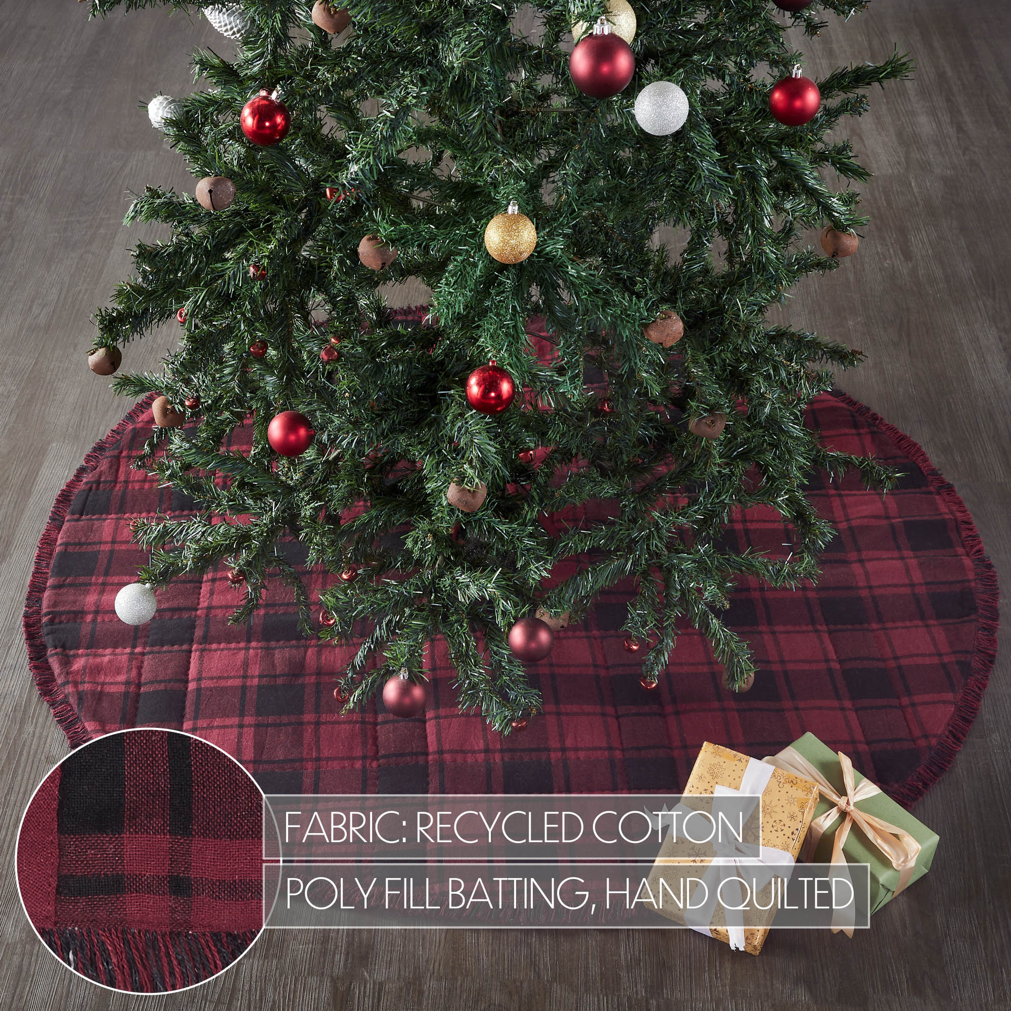 Cumberland Red Black Plaid 48" Christms Tree Skirt - Image 5