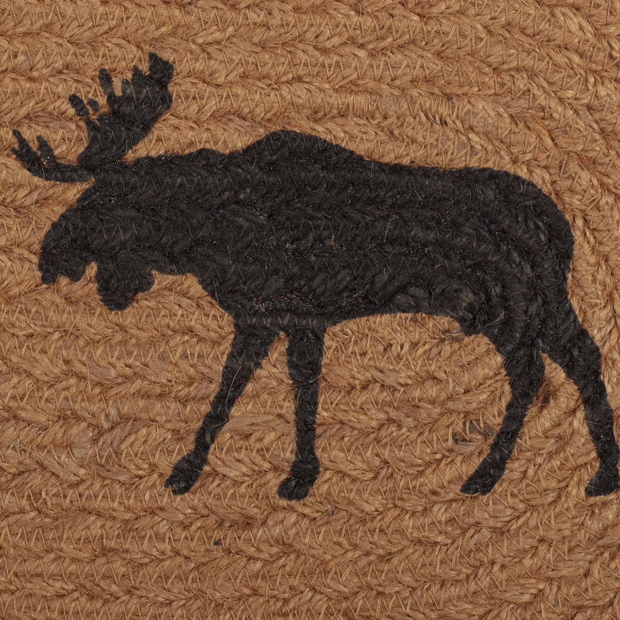 Cumberland Stenciled Moose 36" Jute Oval Table Runner - Image 2