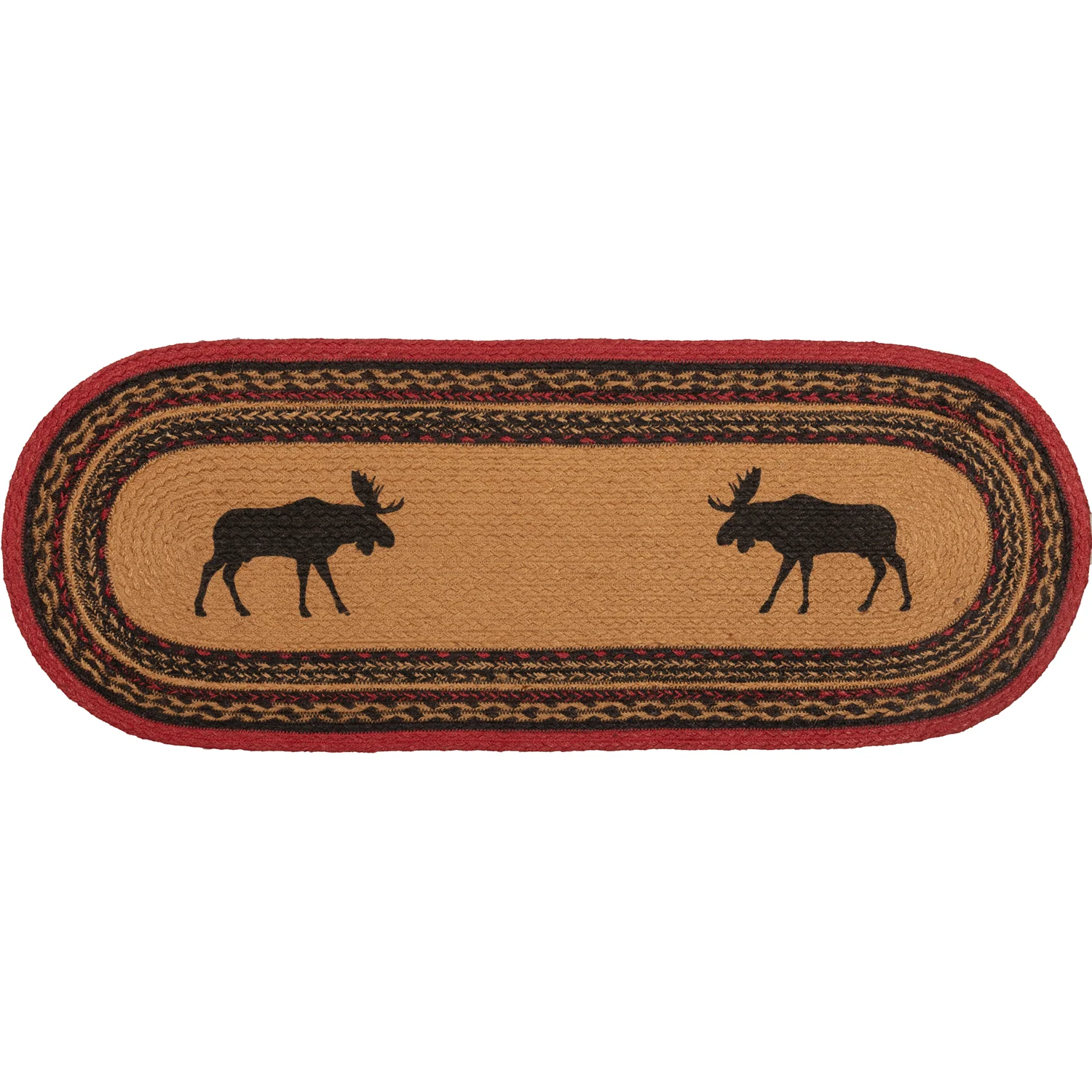 Cumberland Stenciled Moose 36" Jute Oval Table Runner - Image 3