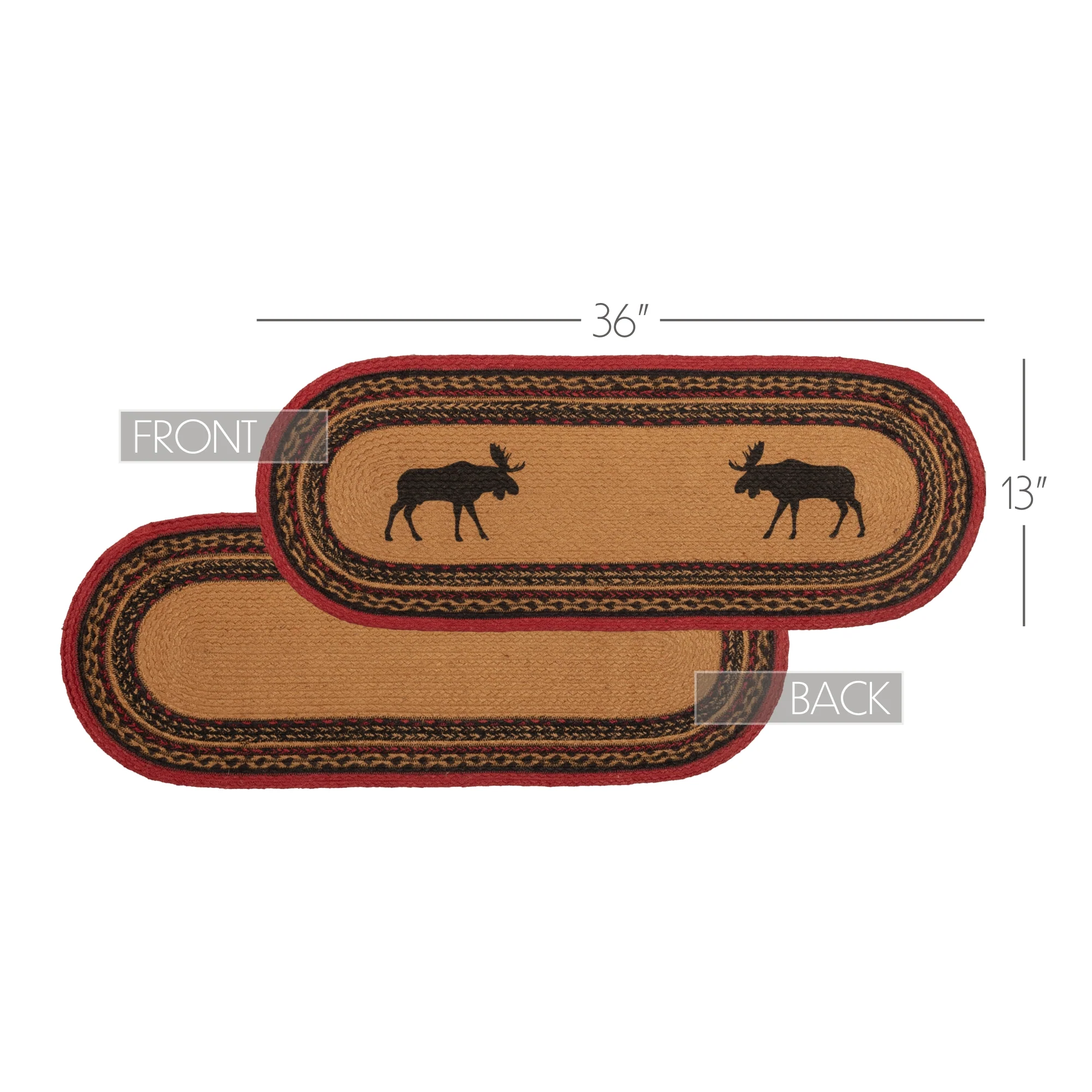 Cumberland Stenciled Moose 36" Jute Oval Table Runner - Image 4