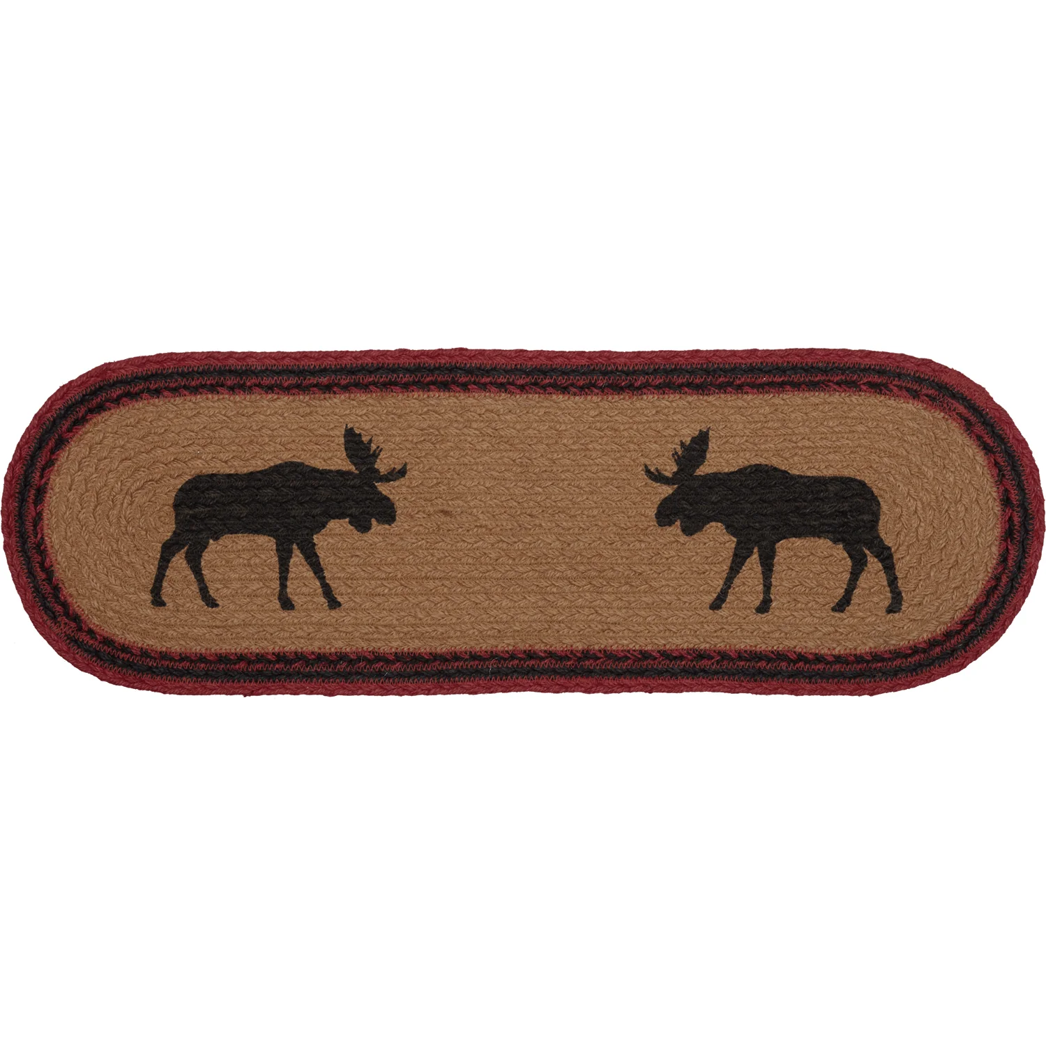 Cumberland Stenciled Moose Jute 24" Oval Runner - Image 4