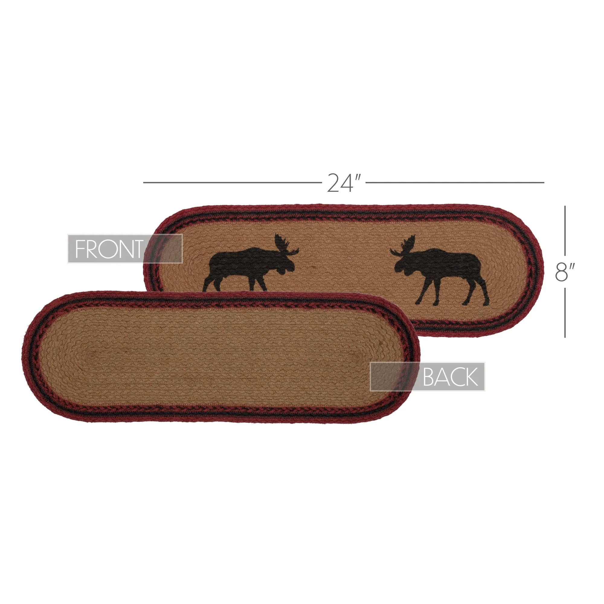Cumberland Stenciled Moose Jute 24" Oval Runner - Image 5