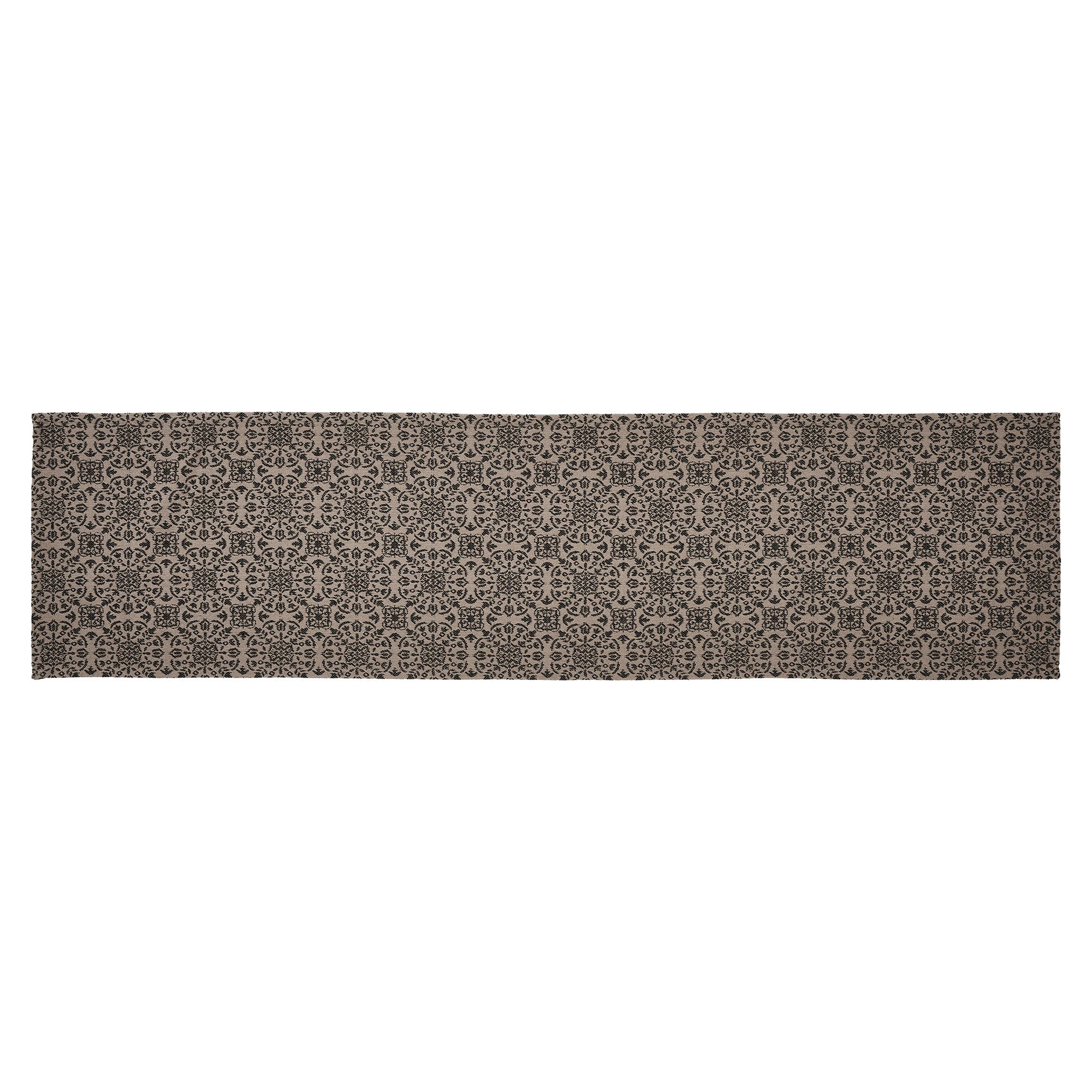 Custom House Black Tan Jacquard 48" Table Runner - Image 4