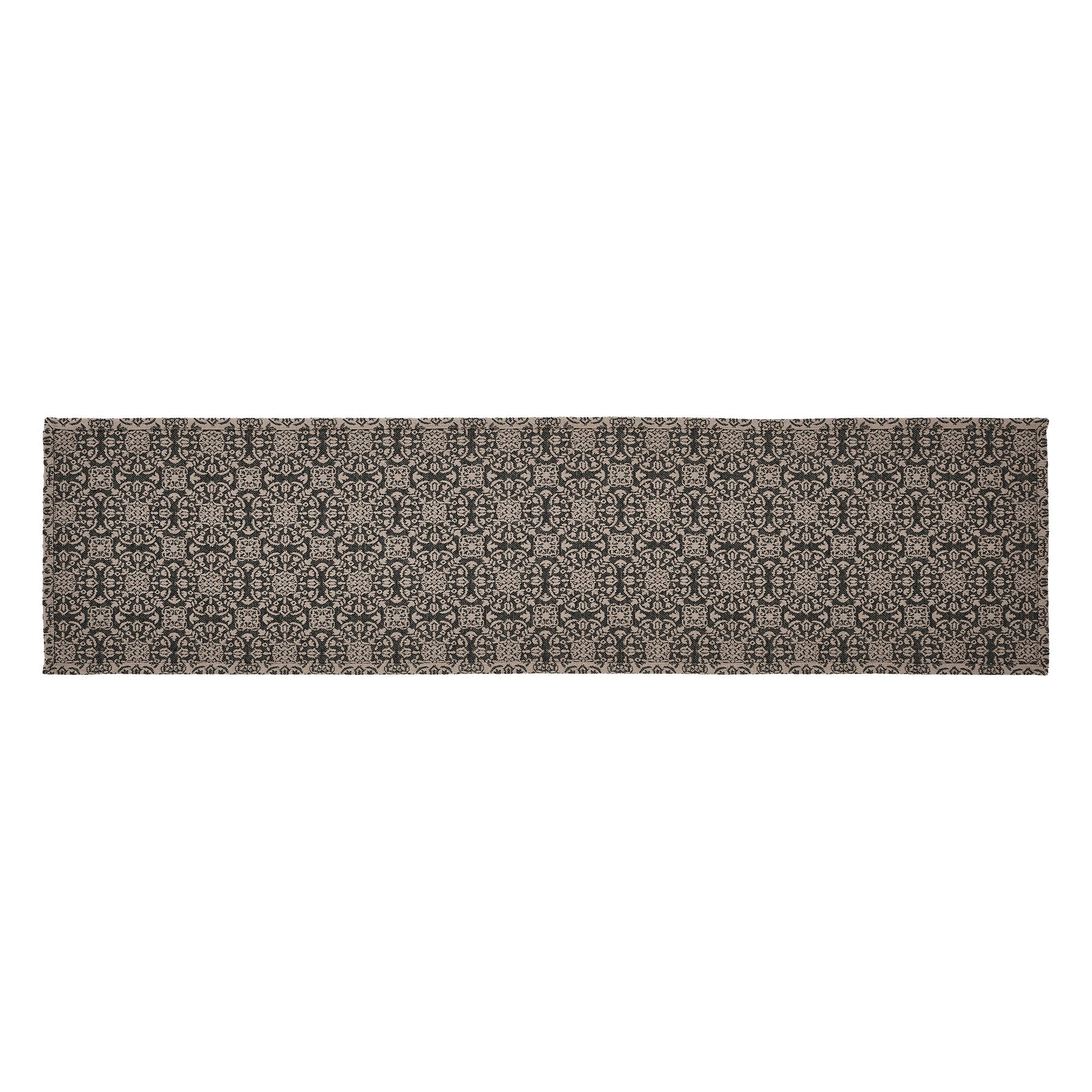 Custom House Black Tan Jacquard 48" Table Runner - Image 5