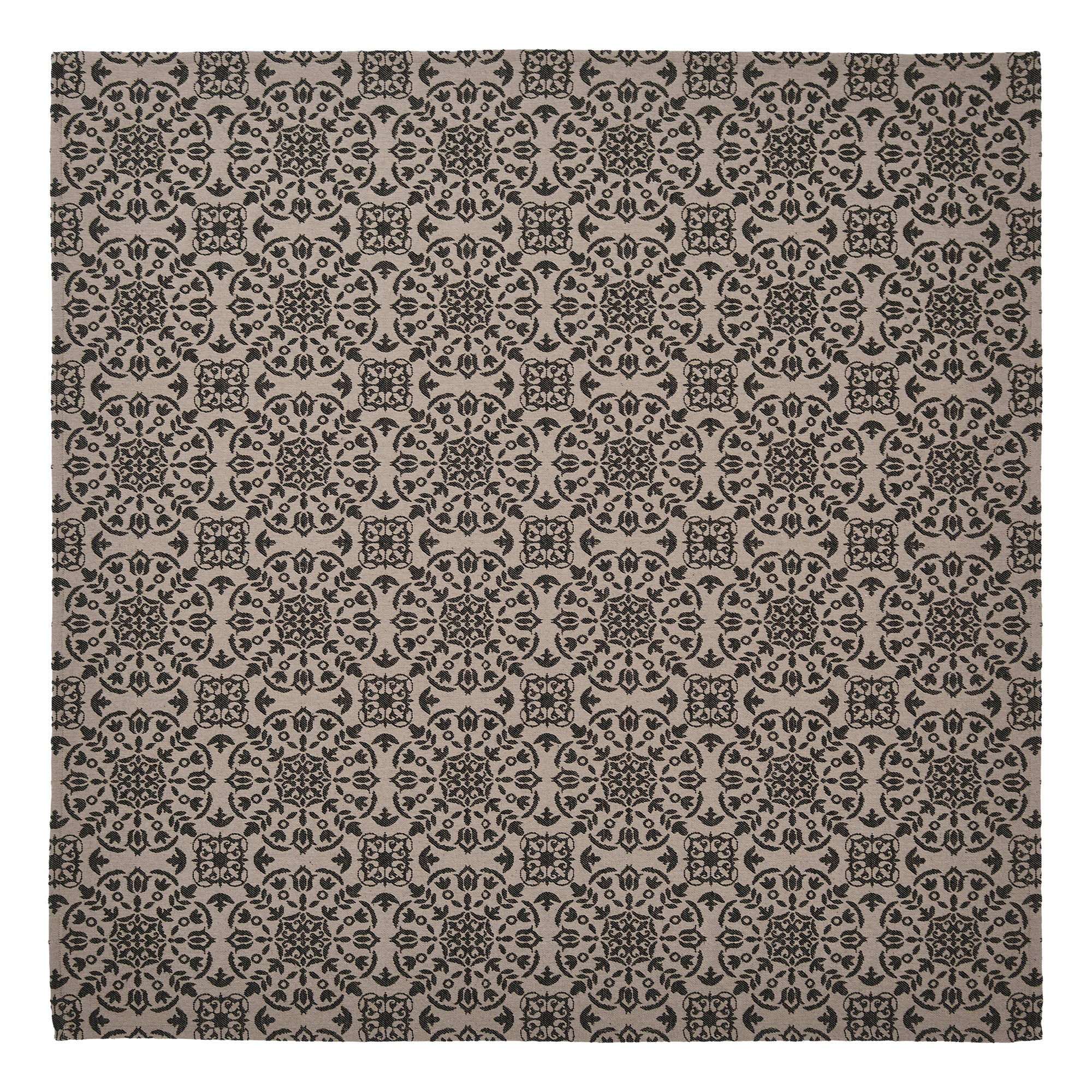 Custom House Black Tan Jacquard Table Topper 42" Square - Image 4