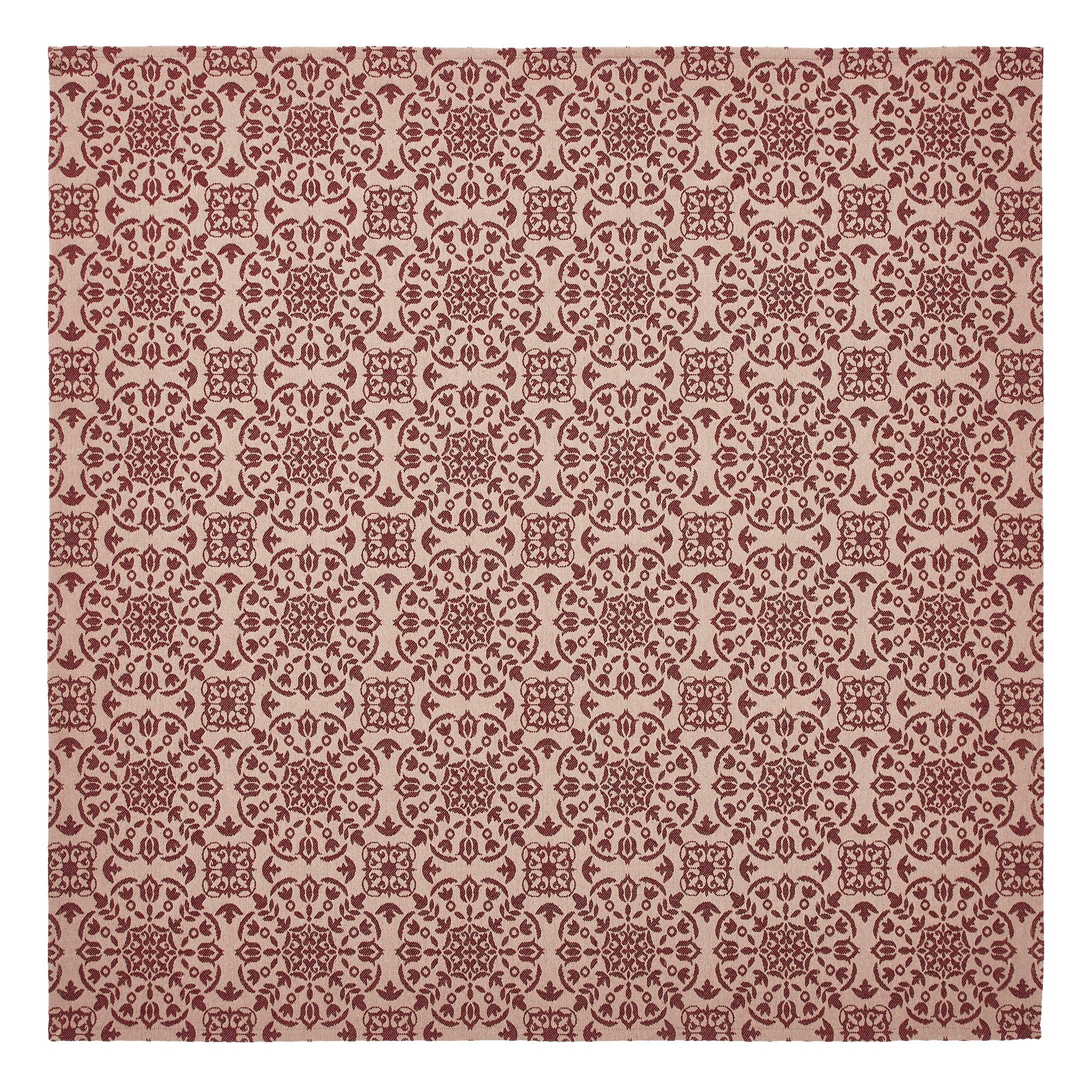 Custom House Burgundy Tan Jacquard 42" Square Table Topper - Image 5