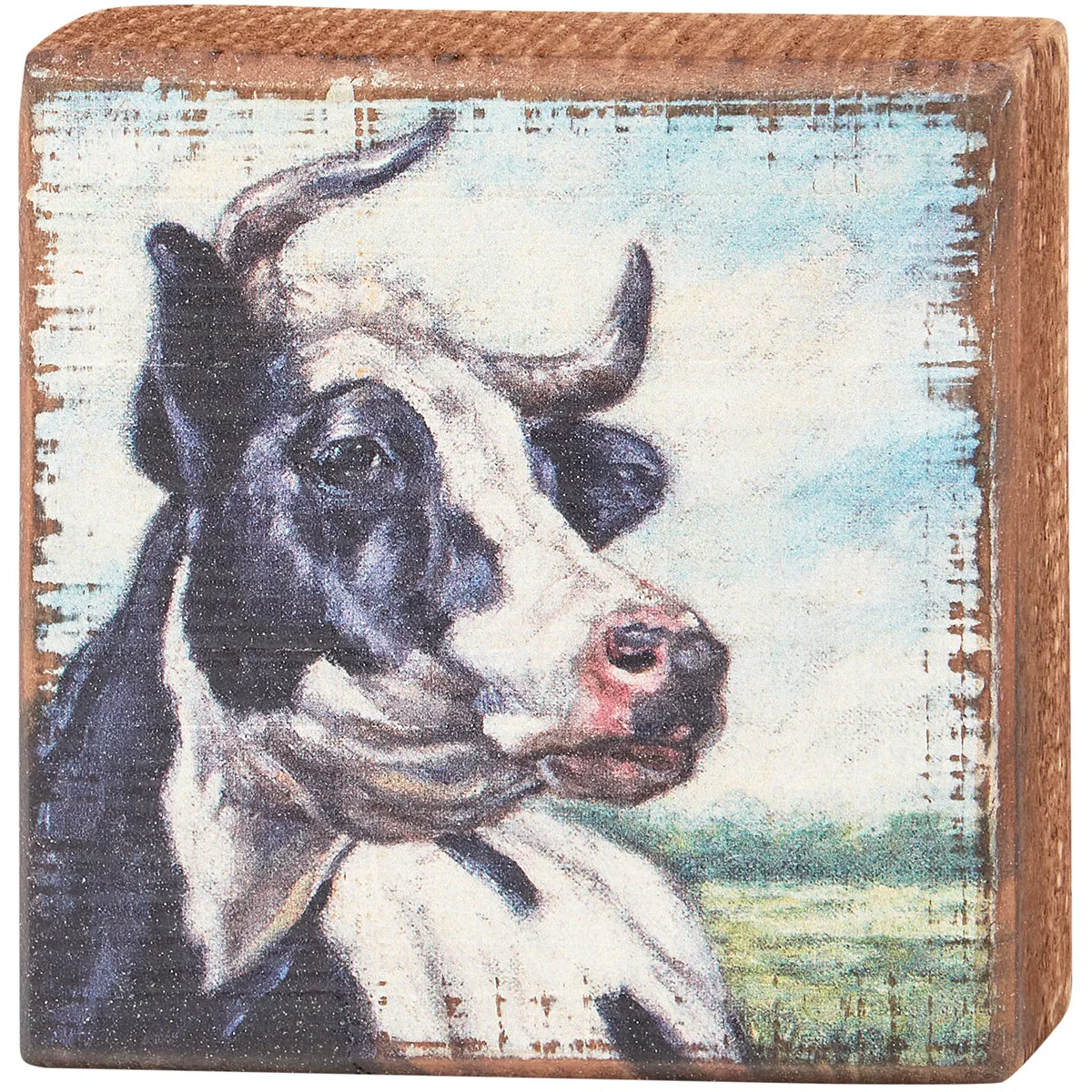 ๐ Dairy Cow 4" Wooden Block Sign