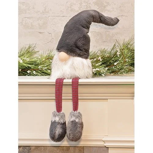 Dangle Leg Gray Santa Gnome 14"