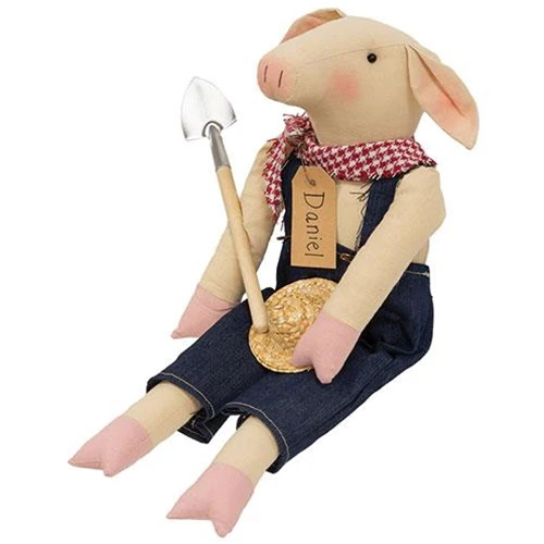 Daniel the Gardener Pig Fabric Figure - Image 2