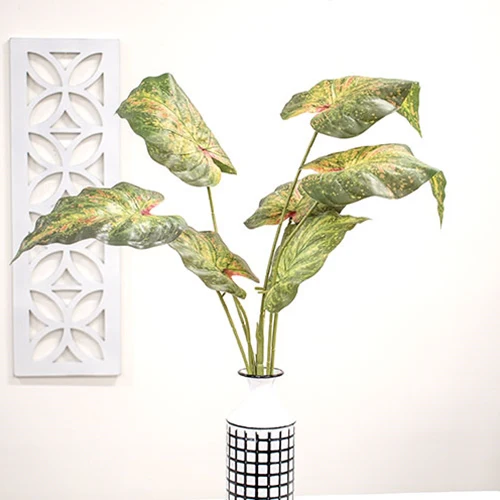 Dark Green Perilla Leaf Speckled 24" Faux Foliage Bush - Image 2