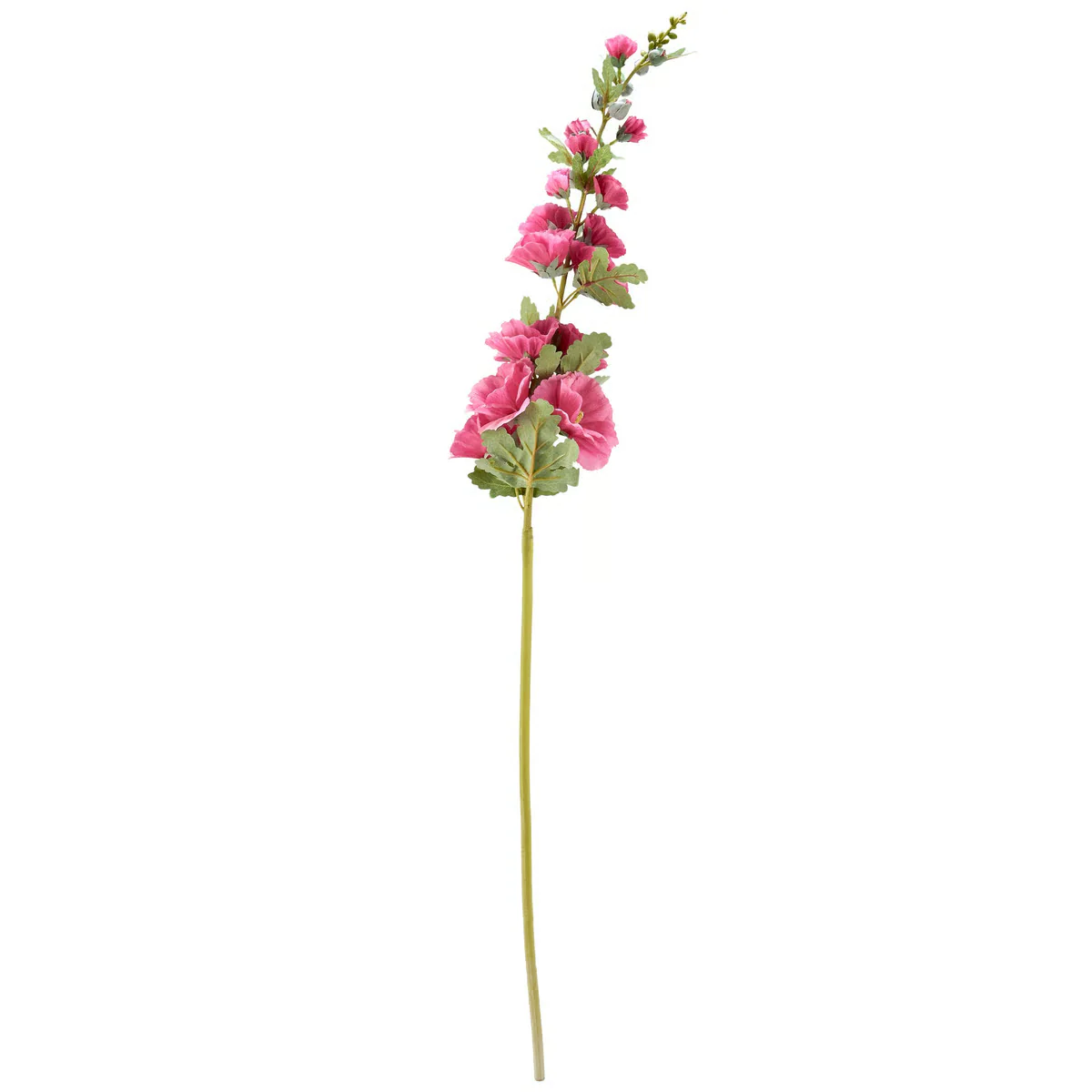 Dark Pink Hollyhock 44" Faux Floral Spray - Image 2
