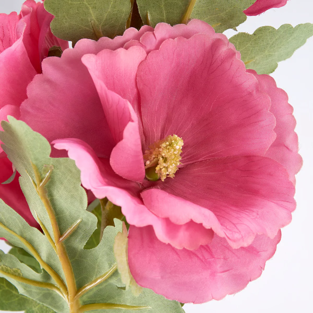 Dark Pink Hollyhock 44" Faux Floral Spray - Image 3