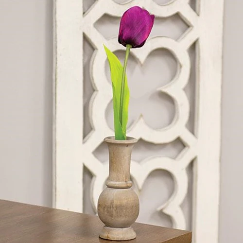 Dark Purple Tulip 15.5" Faux Floral Stem - Image 2