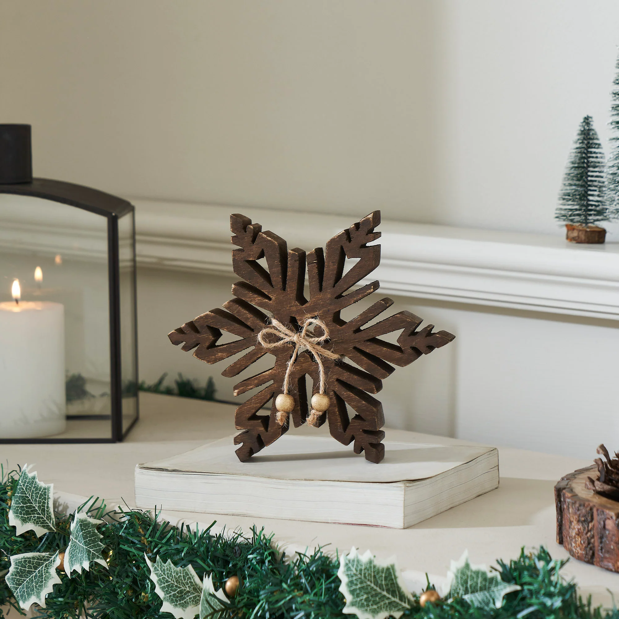 Dark Wooden Snowflake 7.75"