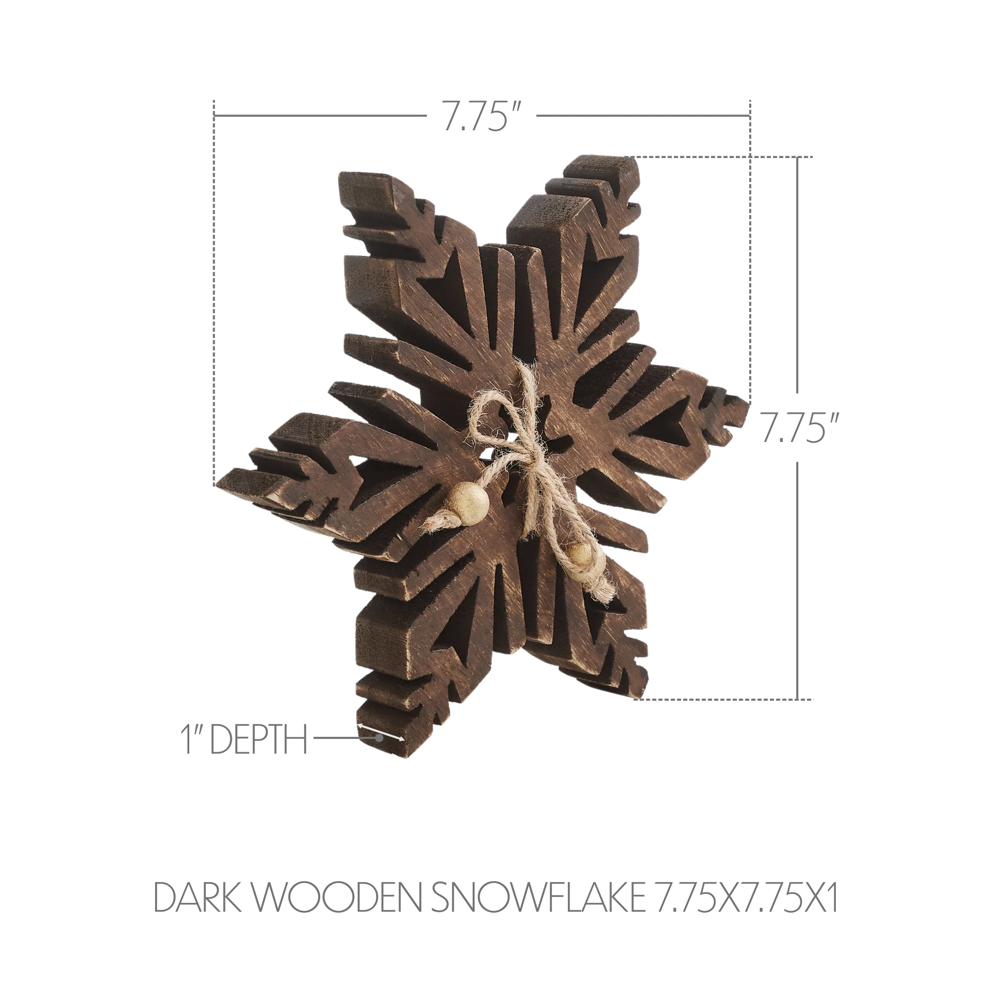 Dark Wooden Snowflake 7.75" - Image 3