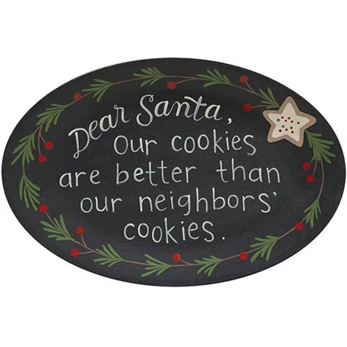 Dear Santa Our Cookies Are Better Than The Neighbors' Oval Plate - Image 2