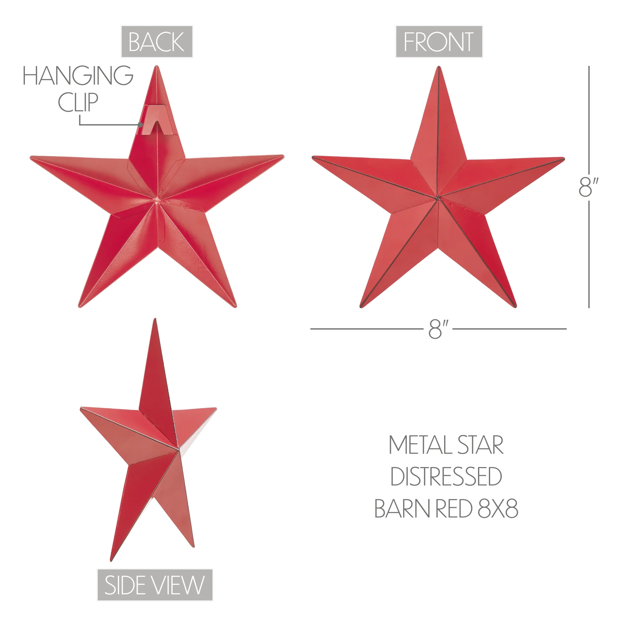Distressed Barn Red 8" Metal Star - Image 5