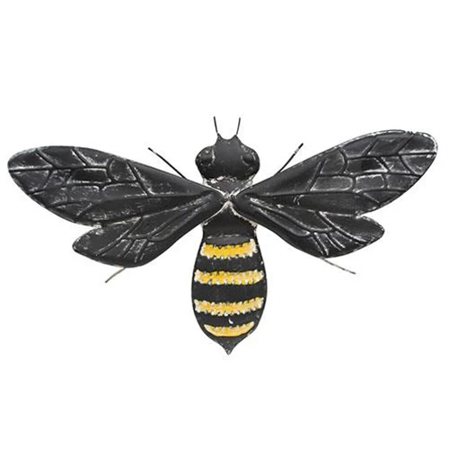 Distressed Black Bee Metal Wall Decor - Image 2