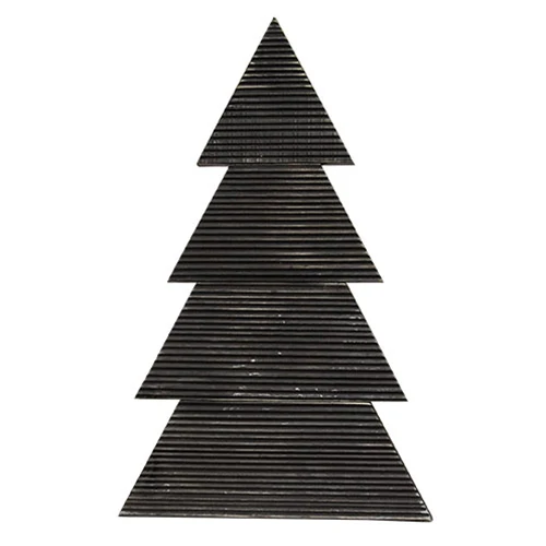 Distressed Black Wood Standing Corrugated 18" Christmas Tree
