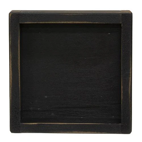 Distressed Black Wooden 7" Square Candle Box - Image 2