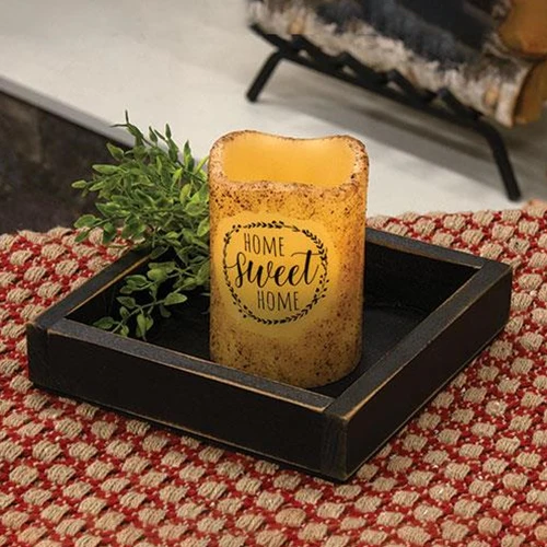 Distressed Black Wooden 7" Square Candle Box - Image 3