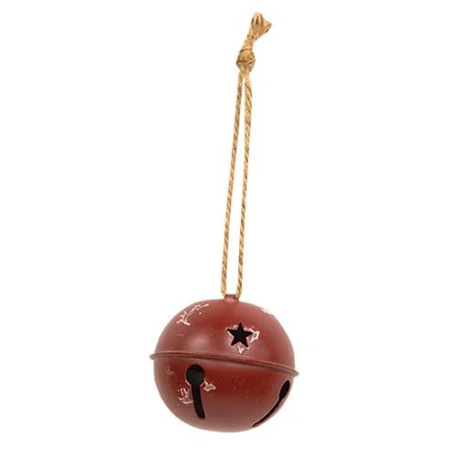 ๐ Distressed Burgundy Jingle Bell 3.5" Metal